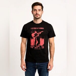 5 Seconds Of Summer Black & Red Youngblood Graphic Tee